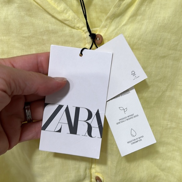 Zara girls NWT size 10 button down cropped linen shirt. - Picture 3 of 4